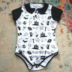 Bodysuit onesie goth Halloween witch print